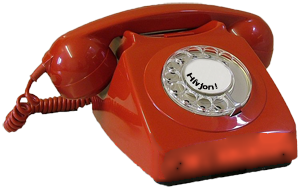 Piros telefon, a tárcsán: Hívjon!
